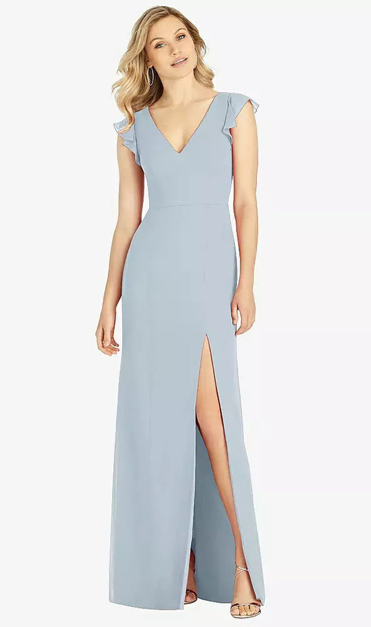 $25 Super Sale After Six "6810" Lux Chiffon Size 6, Color Icelandic