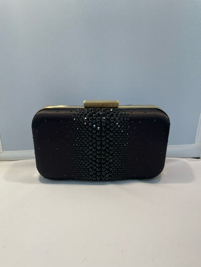 Black Studded Clutch with Gold Accents