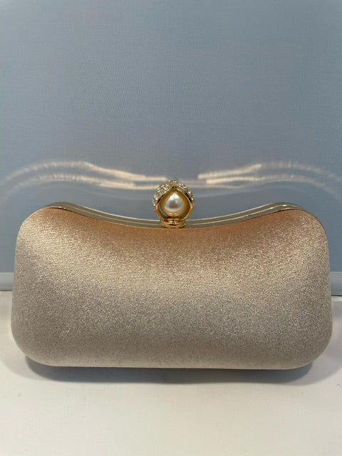 Sparkle Gold Clutch with Pearl Accent