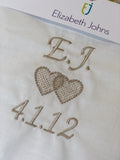 Elizabeth Johns Custom Monogram - Initials, Date, & Hearts
